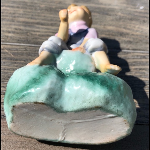 porcelain cactus planter young boy sitting on rock - Picture 13 of 14